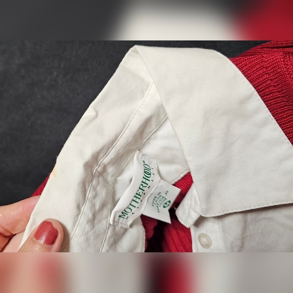 Motherhood Maternity Women’s Medium Red Sweater Christmas Long Cotton Blend - Picture 8 of 8